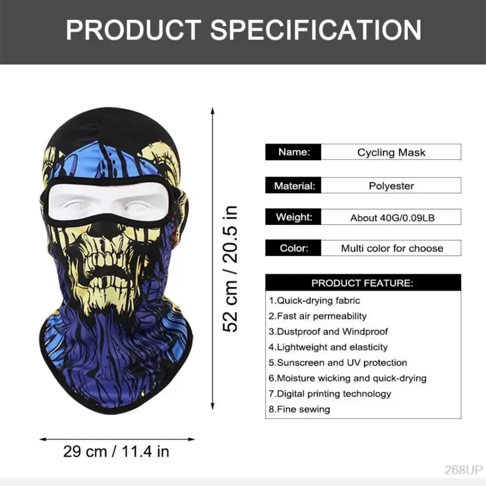 Tactical Skull Ghost Printed Full Face Mask Balaclava Halloween Ski Motorcycle